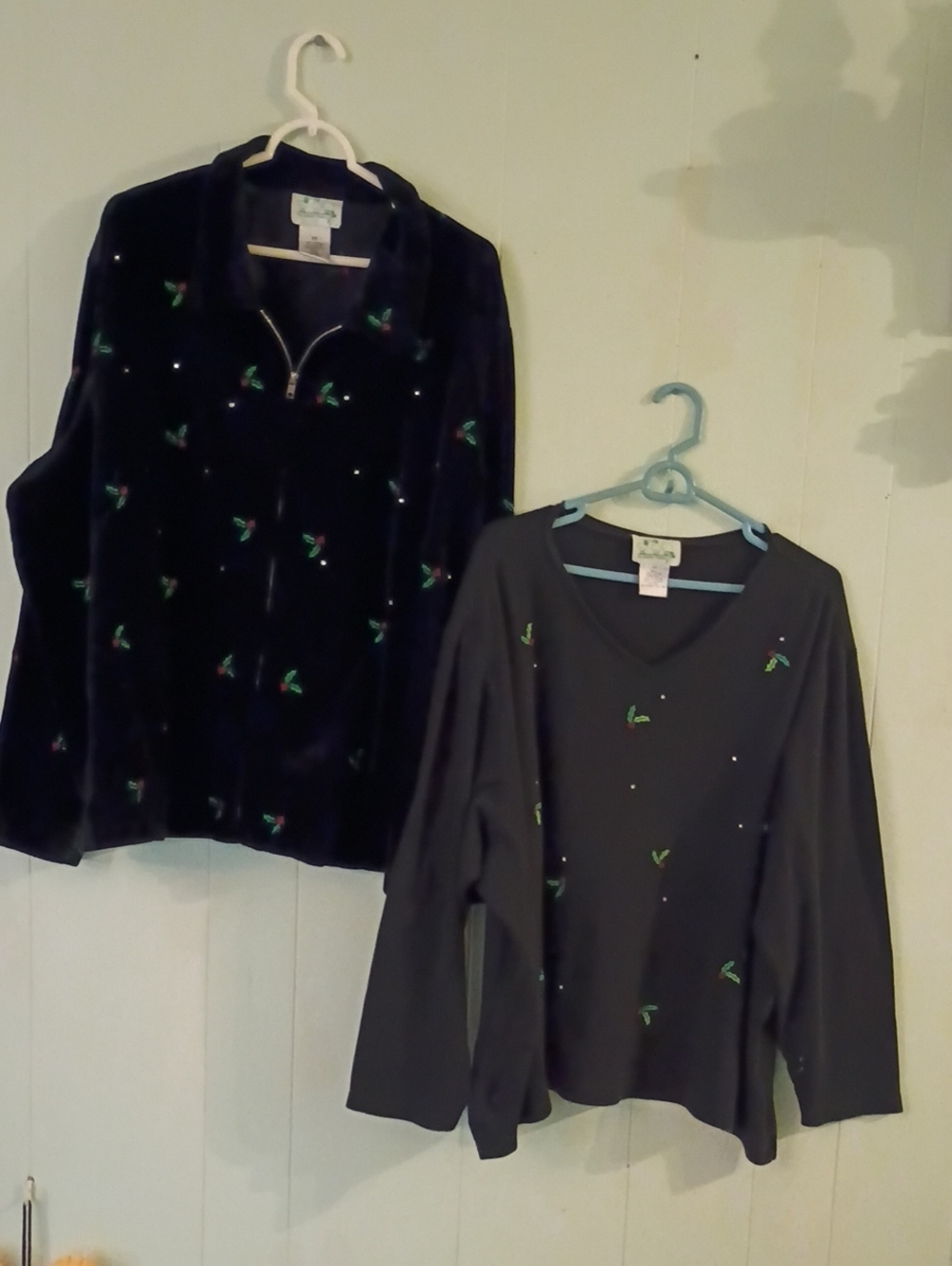 Quacker Factory Christmas Holly Jacket And Top 3 Xl